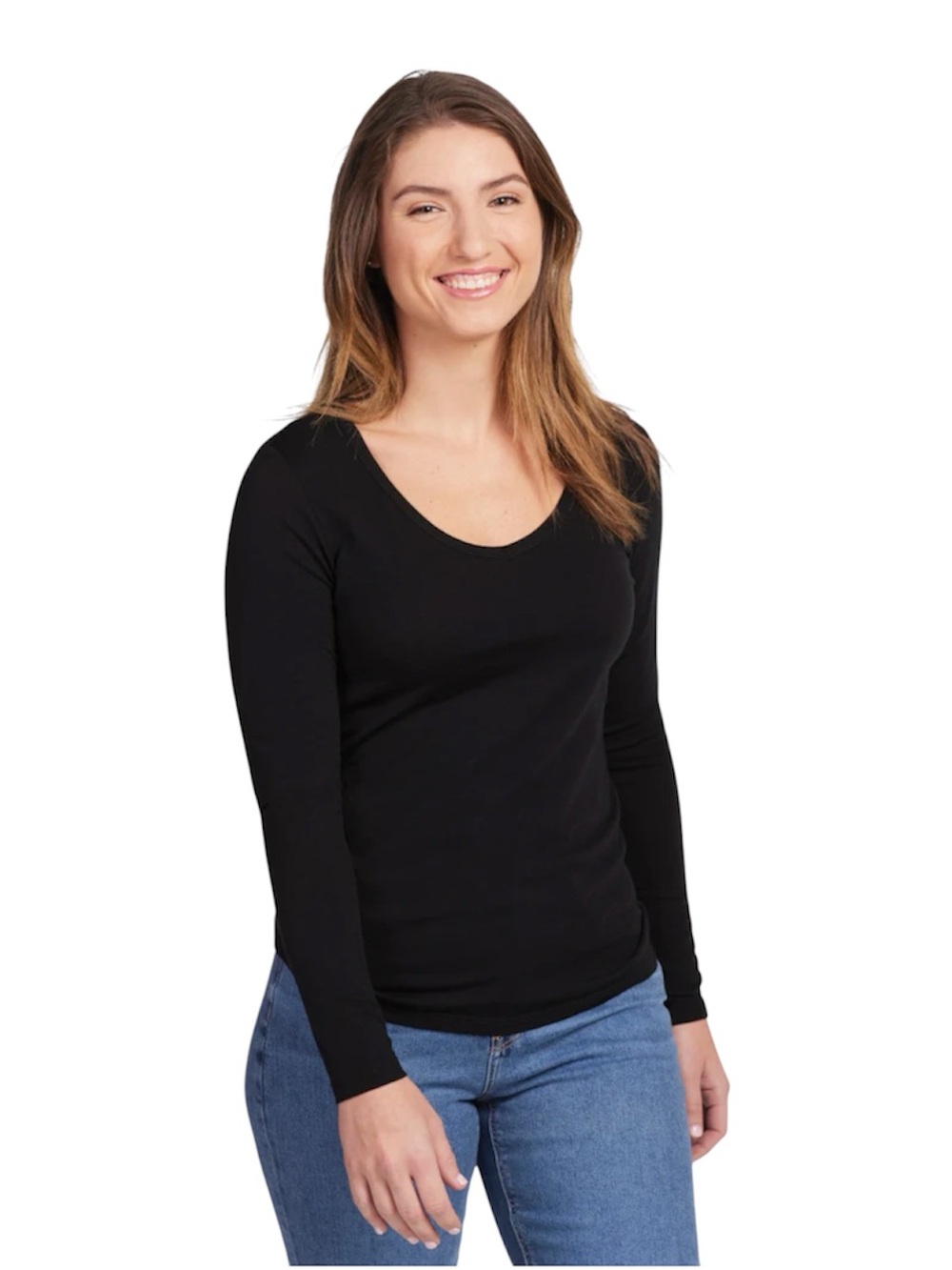 WOOLX ‘Layla’ V-Neck Wool Top in Black